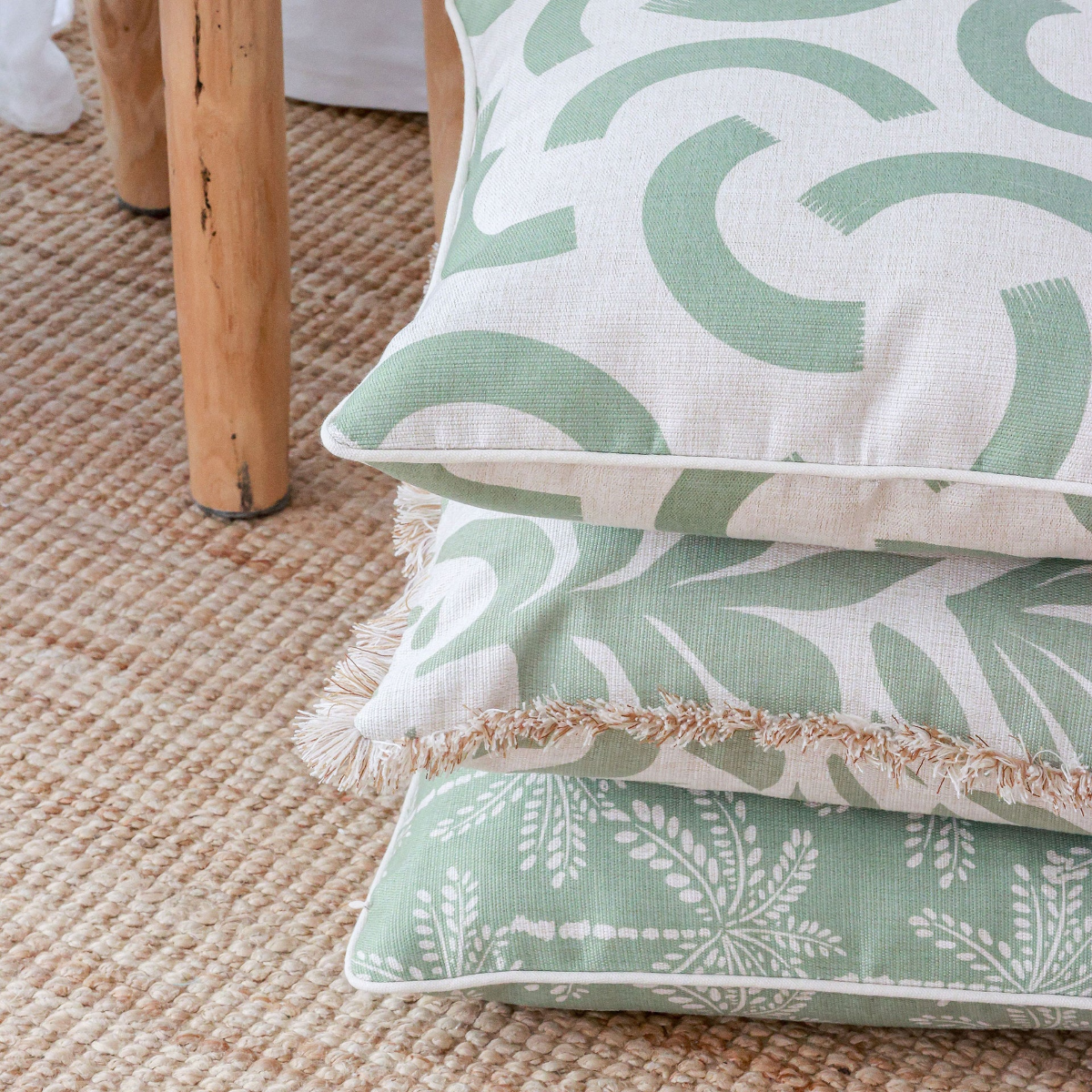 Outdoor Cushion With Piping Cabana Palms Sage 35cm x 50cm - Image 2