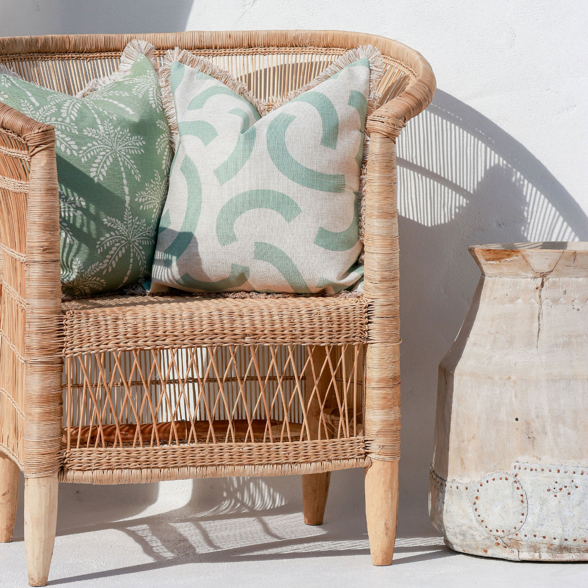 Outdoor Cushion Coastal Fringe Cabana Palms Sage 45cm x 45cm - Image 16