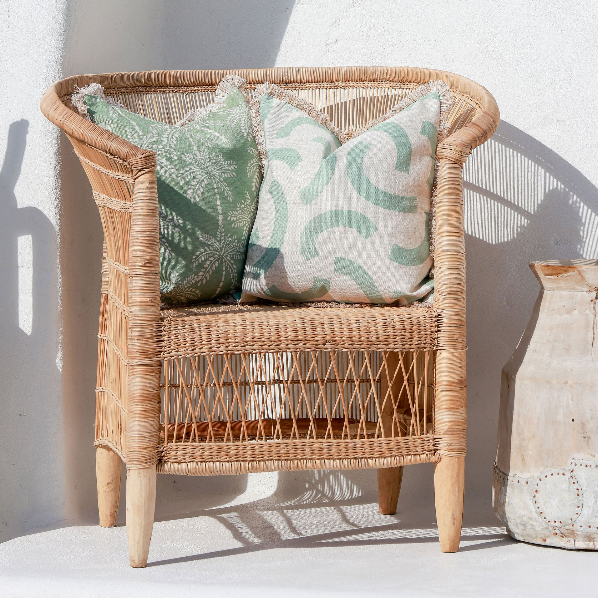 Outdoor Cushion Coastal Fringe Cabana Palms Sage 45cm x 45cm - Image 17