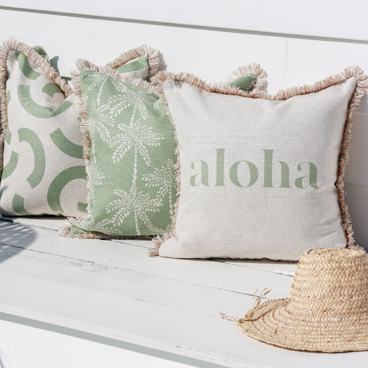 Outdoor Cushion Coastal Fringe Cabana Palms Sage 45cm x 45cm - Image 21