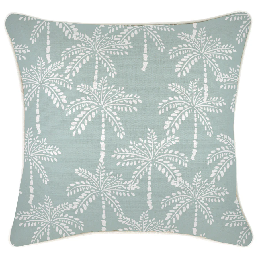 Outdoor Cushion With Piping Cabana Palms Seafoam 45cm x 45cm