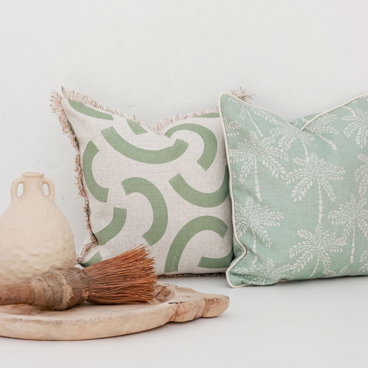 Outdoor Cushion With Piping Cabana Palms Seafoam 45cm x 45cm - Image 2