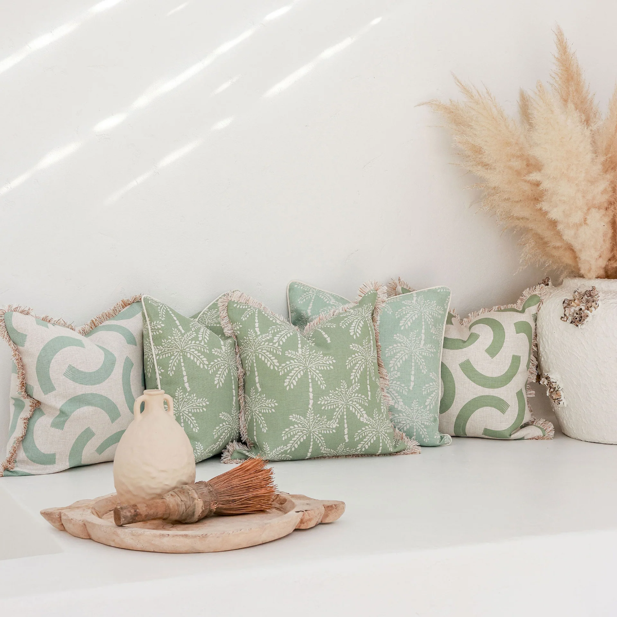 Outdoor Cushion With Piping Cabana Palms Seafoam 45cm x 45cm - Image 4