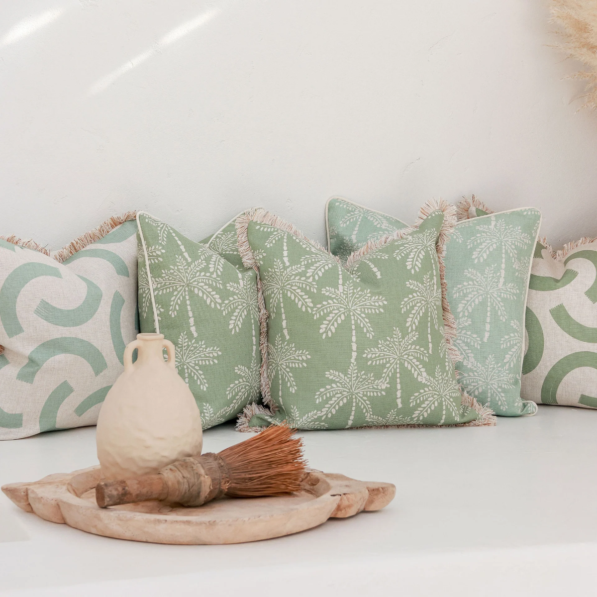 Outdoor Cushion With Piping Cabana Palms Seafoam 45cm x 45cm - Image 5