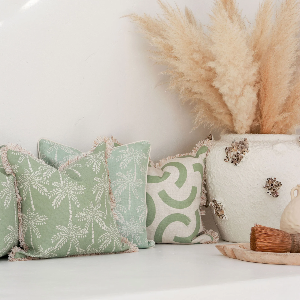 Outdoor Cushion With Piping Cabana Palms Seafoam 45cm x 45cm - Image 7