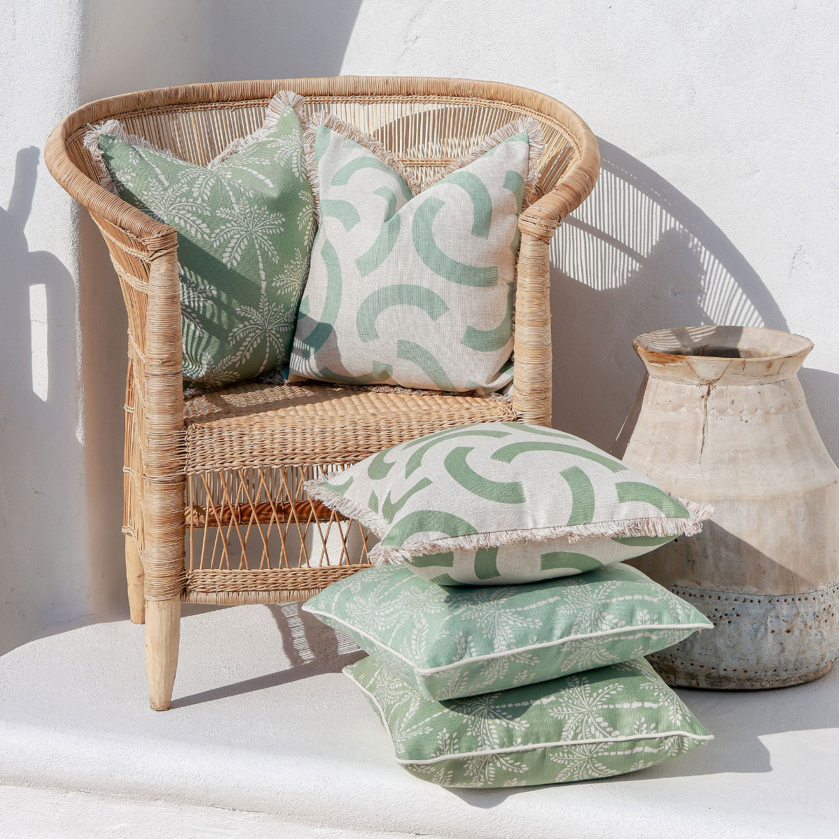 Outdoor Cushion With Piping Cabana Palms Seafoam 45cm x 45cm - Image 8