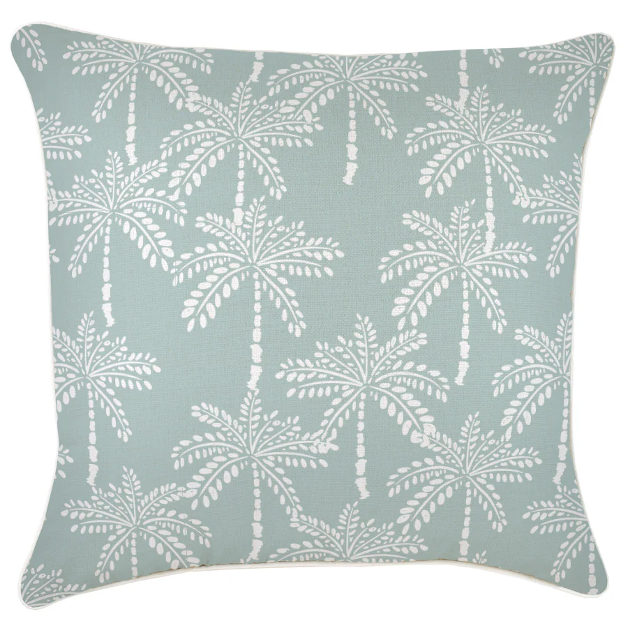 Outdoor Cushion With Piping Cabana Palms Seafoam 60cm x 60cm