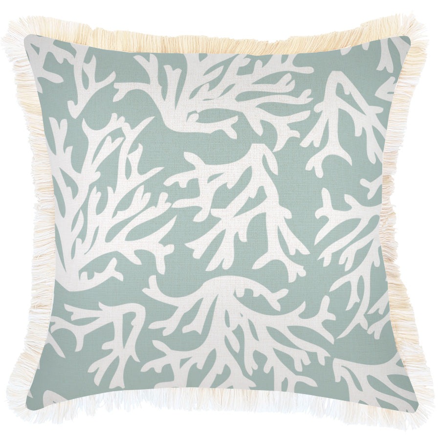 Outdoor Cushion Coastal Fringe Palm Trees Lagoon 35cm x 50cm