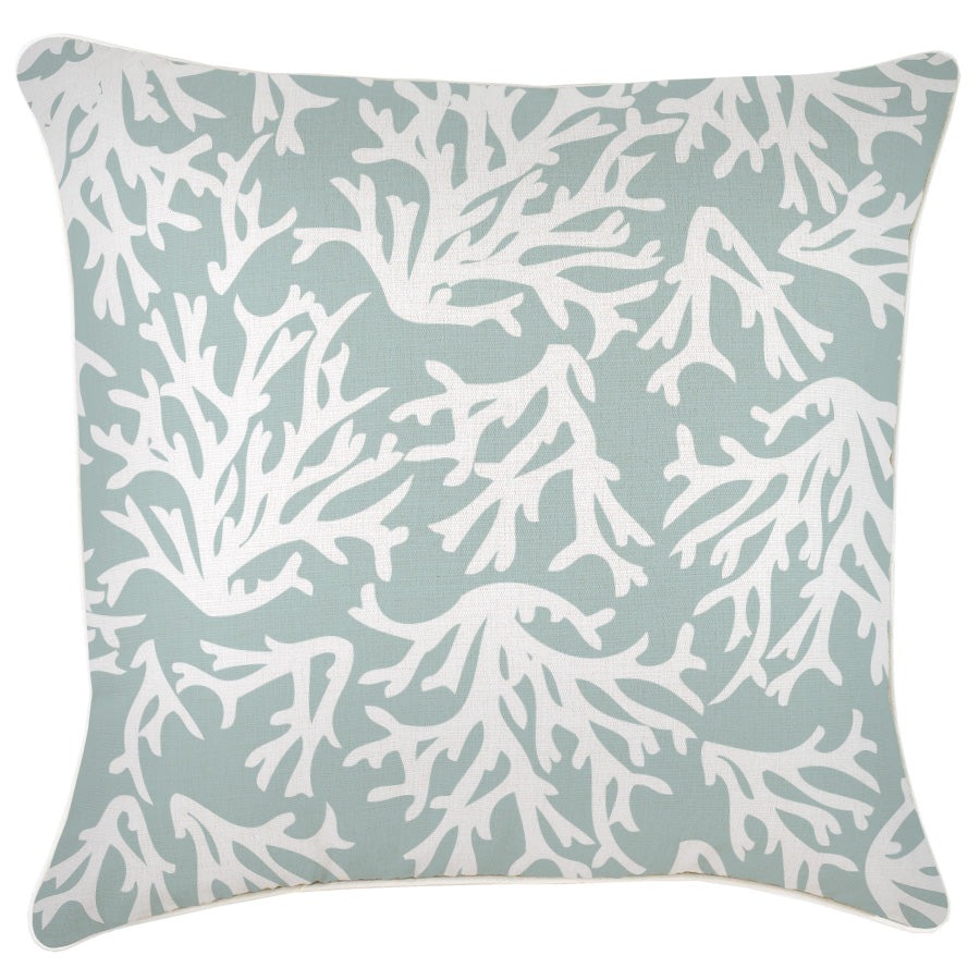 Outdoor Cushion With Piping Coastal Coral Seafoam 60cm x 60cm