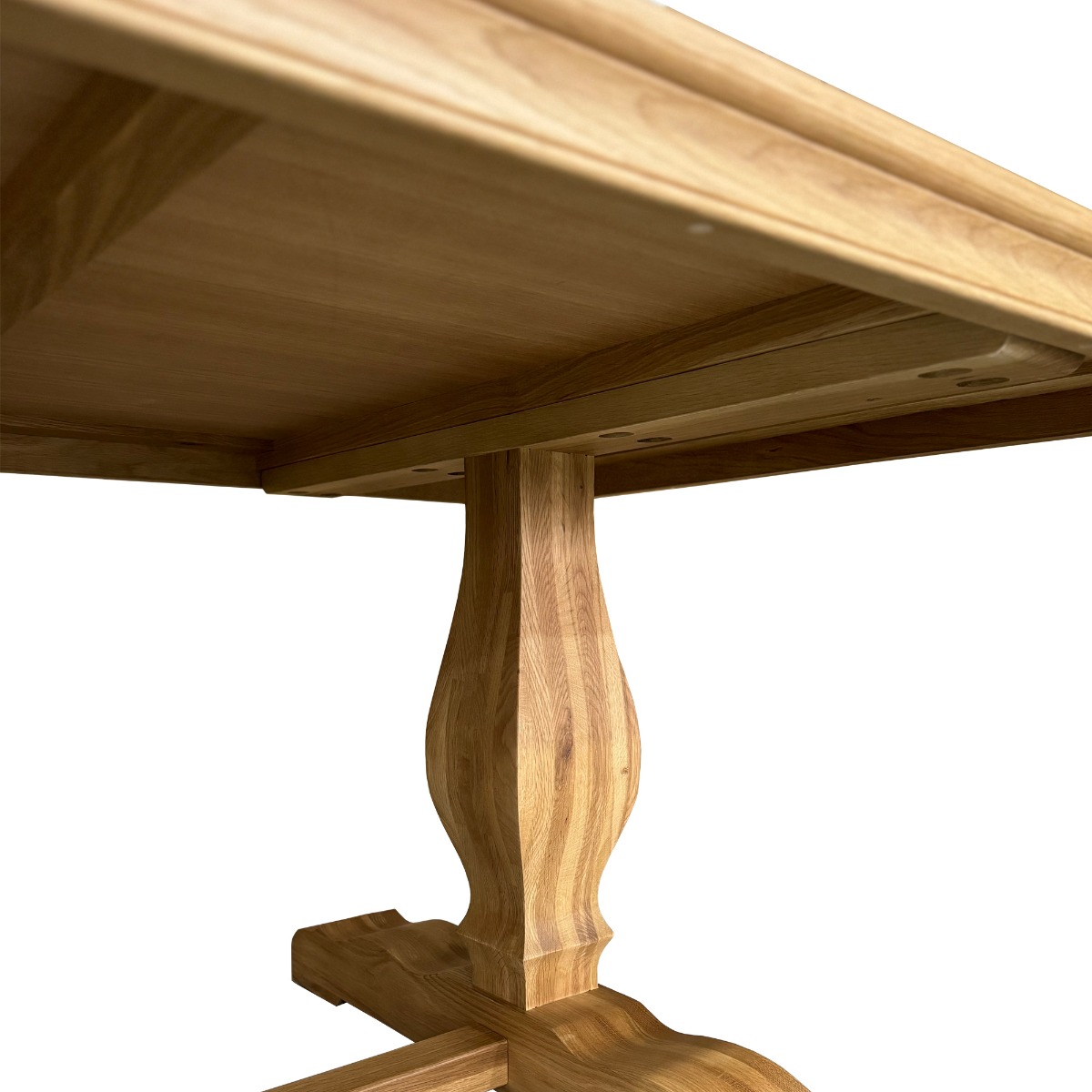 Bordeaux Hamptons Style Hardwood Parquet Timber Dining Table Pedestal Base, Natural Oak 240x100cm (RRP $4699) - Image 3