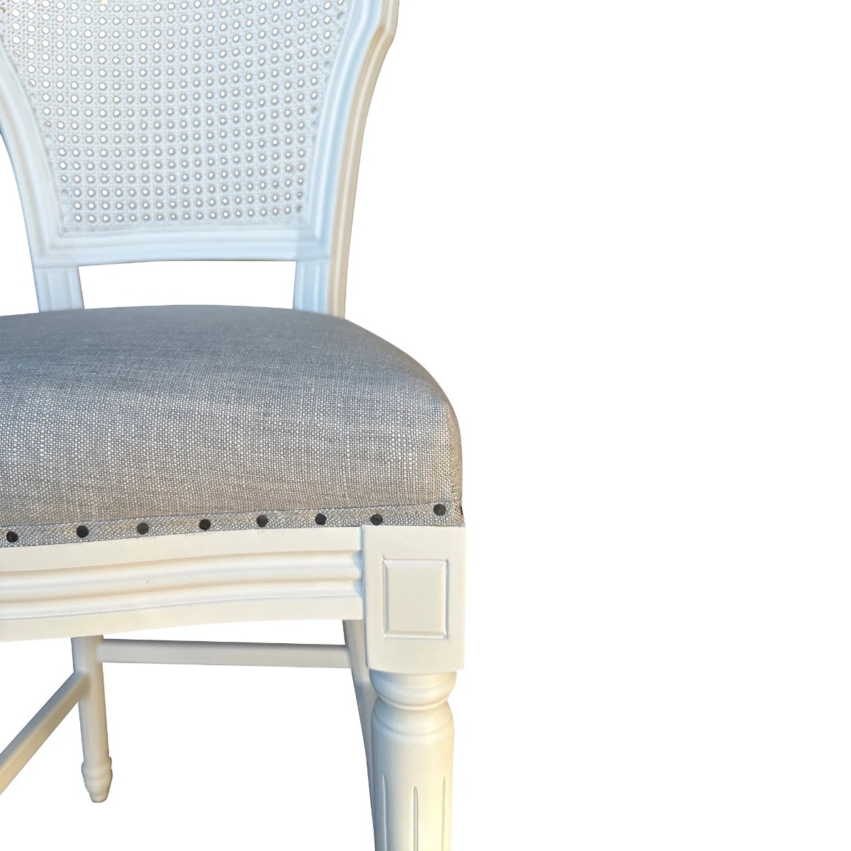 "Marseille" Hamptons Style White Timber Barstool Rattan Back, Duck Egg Seat (RRP $799) - Image 3