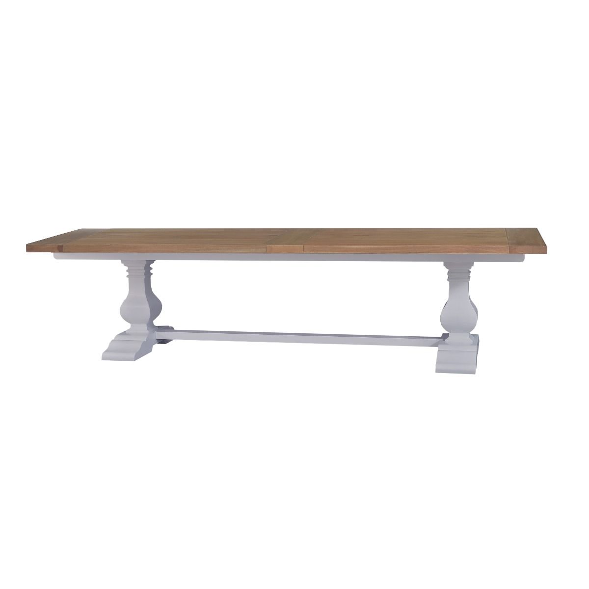 "Hamilton" Hamptons Style Solid Hardwood Timber Dining Table, Oak Top with White Base 244cm x 102cm x 76cm (RRP $3499)