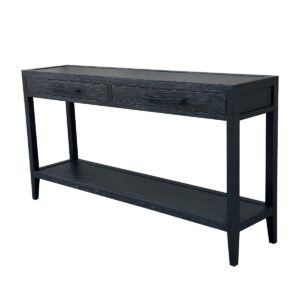 French Contemporary Console Table Black Oak, 150 × 35 × 80 cm (RRP $1699)