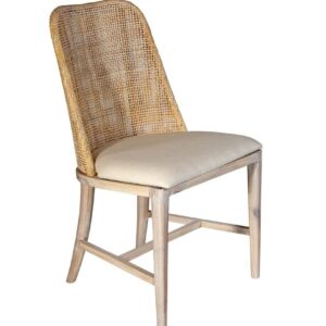"Careel Bay" Hampton Style Rattan Dining Chair, Whitewash Timber Legs (RRP $449)