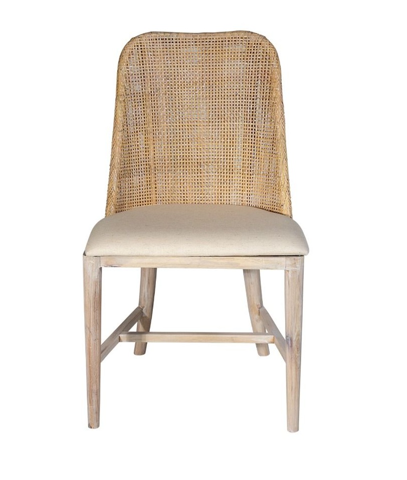 "Careel Bay" Hampton Style Rattan Dining Chair, Whitewash Timber Legs (RRP $449) - Image 2