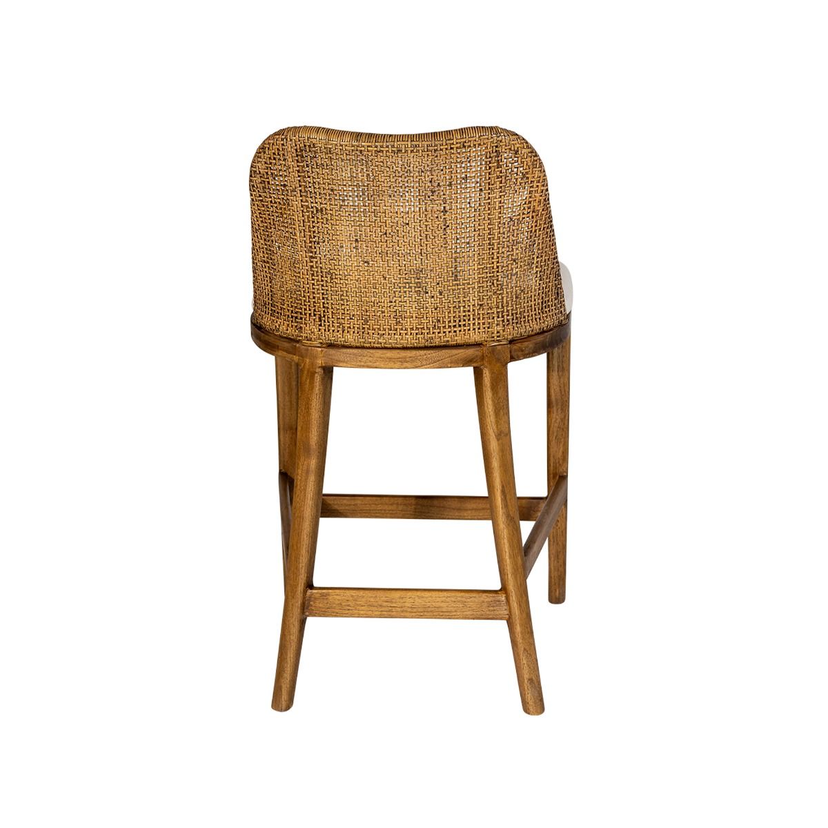 "Careel Bay" Hampton Style Rattan Kitchen Counter Stool Mango Teak, Timber Legs (RRP $499) - Image 2