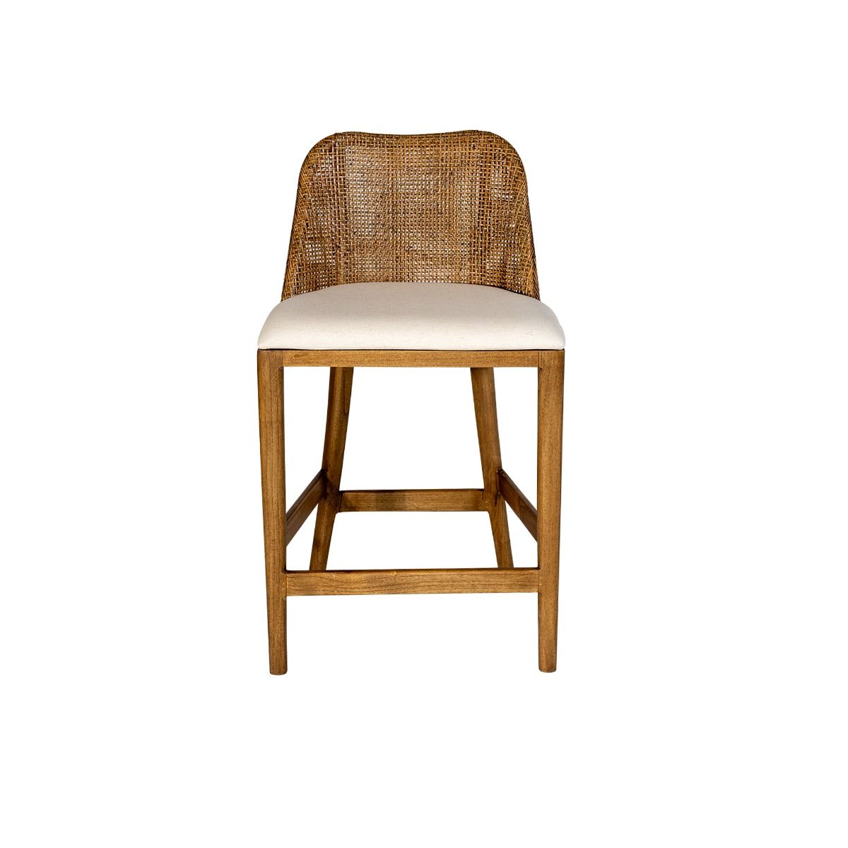 "Careel Bay" Hampton Style Rattan Kitchen Counter Stool Mango Teak, Timber Legs (RRP $499) - Image 3