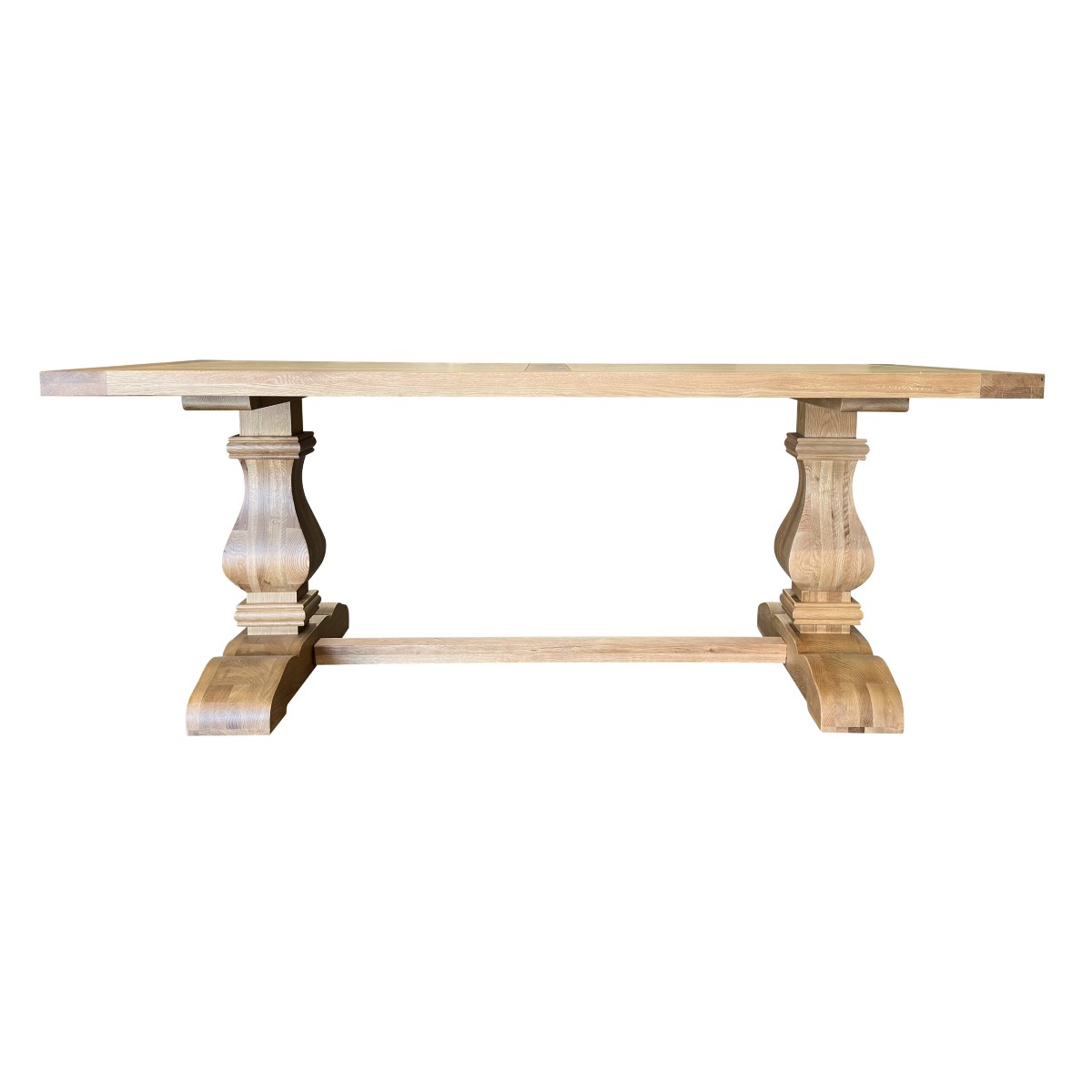 "Hampshire" Hamptons Style French Provincial Oak Dining Table Natural Oak, 200cmW x 100cmD x 78cmH (RRP $4299)