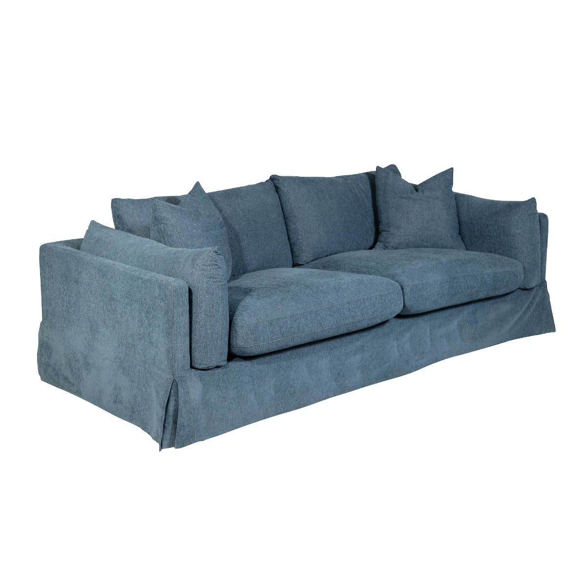 "Kirra" Coastal Style Fabric 3.5 Seater Sofa Lounge Feather Filled with Removable Slip Covers, Blue 235cmL x 100cmD x 84cmH (RRP $3499) - Image 4