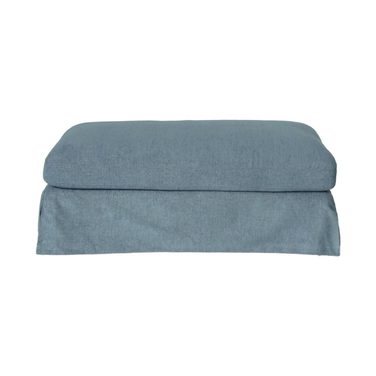 "Kirra" Coastal Style Fabric Ottoman Footstool with Removable Slip Covers, Blue 112cmL x 67cmD x 44cmH (RRP $799)