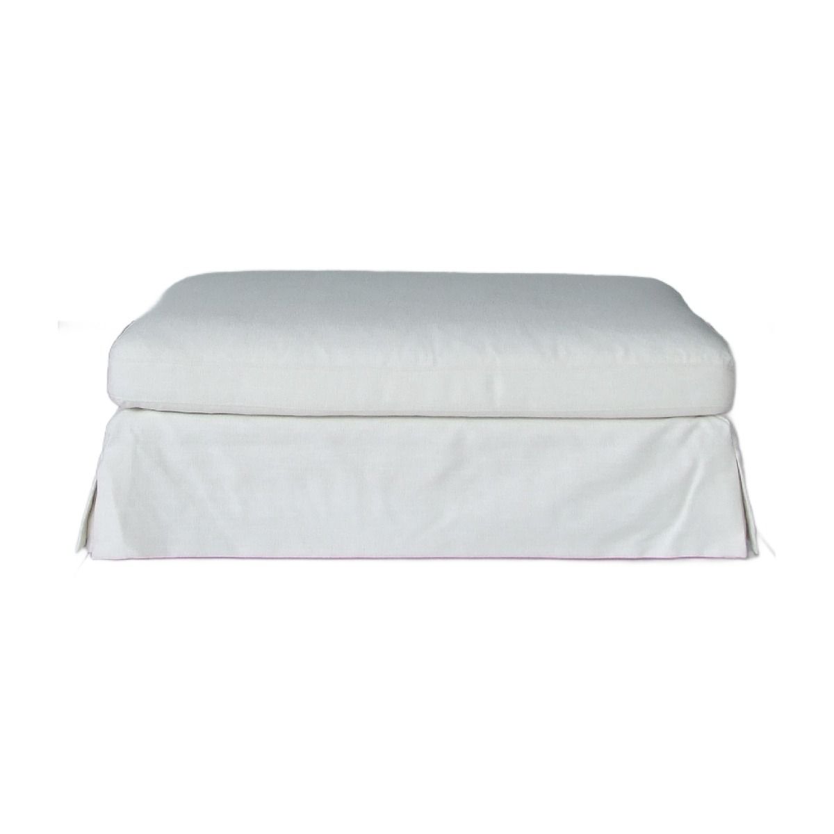 "Kirra" Coastal Style Fabric Ottoman Footstool with Removable Slip Covers, White 112cmL x 67cmD x 44cmH (RRP $799)