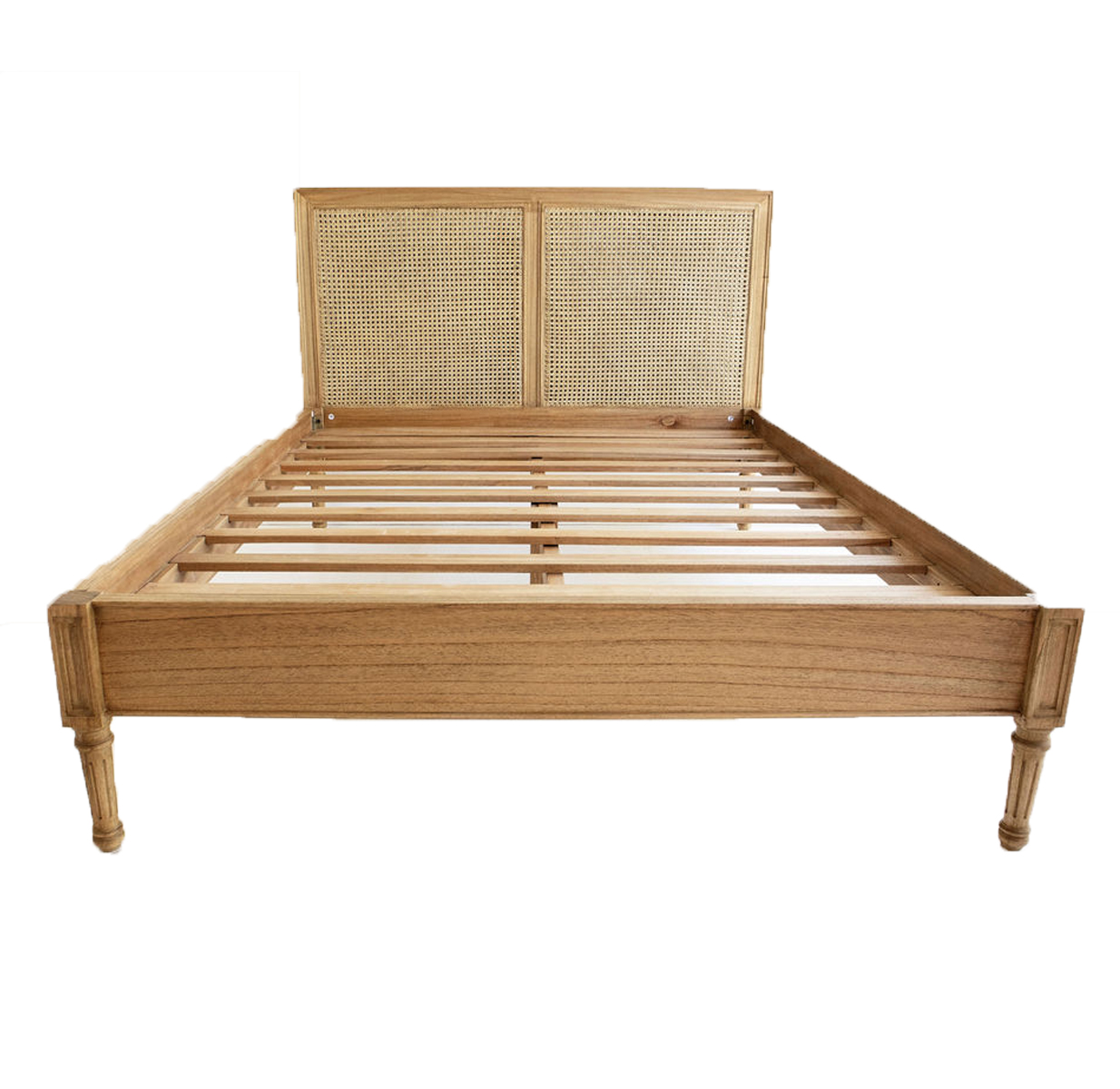 Hamilton Cane Bed King Size Low End Weathered Oak, 195cm Wide x 217cm Long x 122cm High