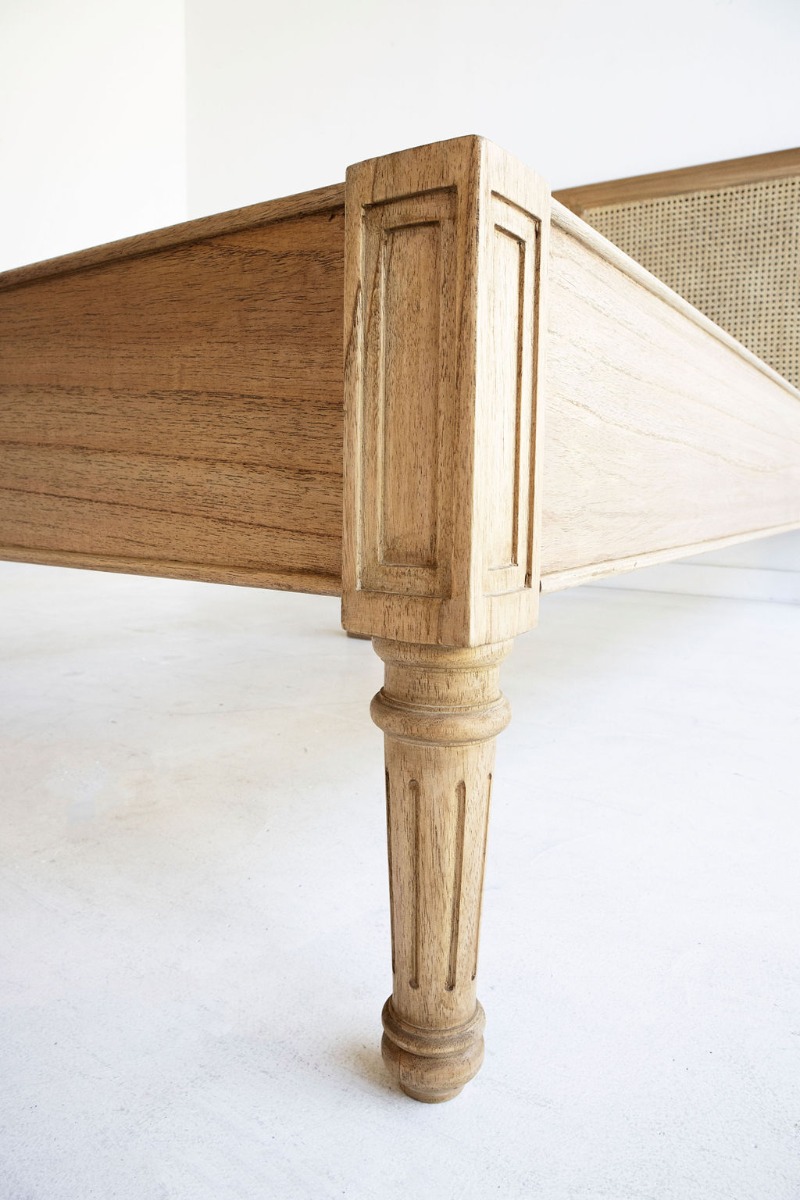 Hamilton Cane Bed King Size Low End Weathered Oak, 195cm Wide x 217cm Long x 122cm High - Image 5