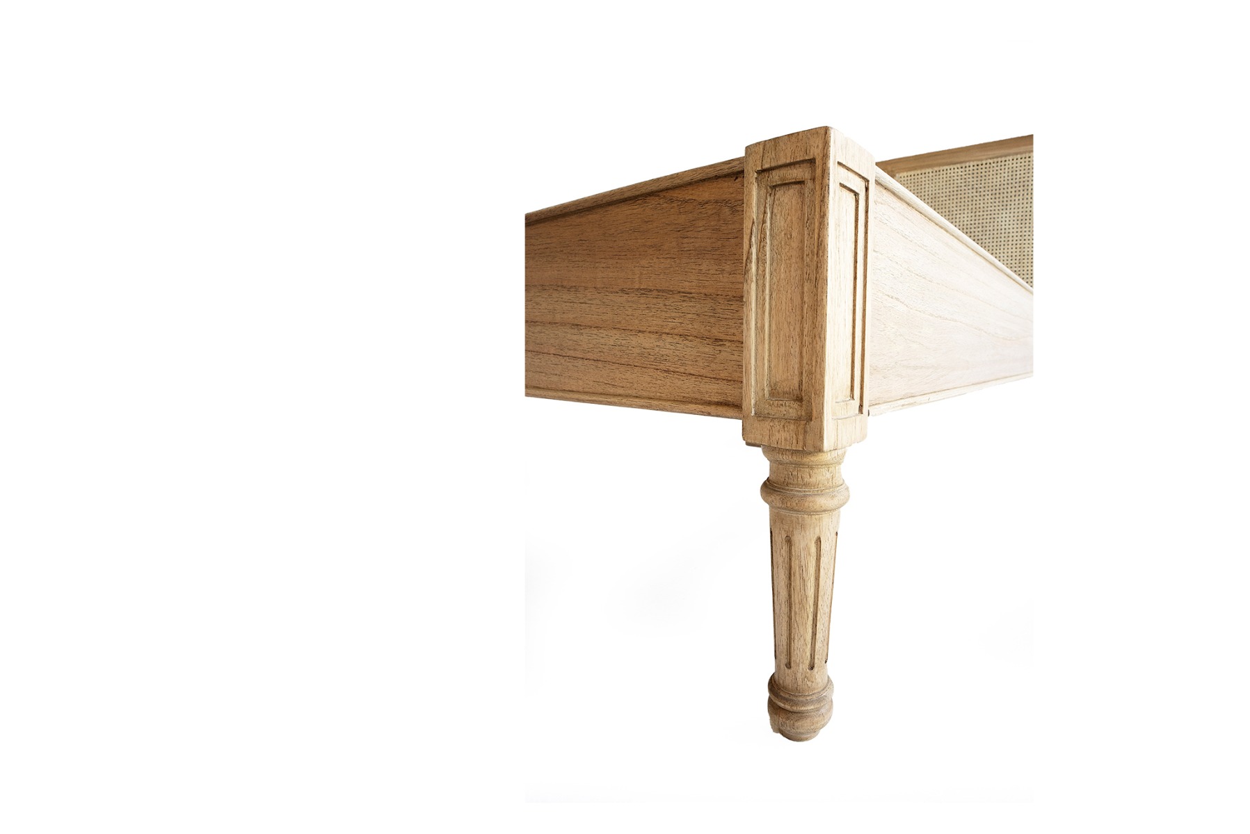 Hamilton Cane Bed Queen Size Low End Weathered Oak, 165cm Wide x 217cm Long x 122cm High - Image 6
