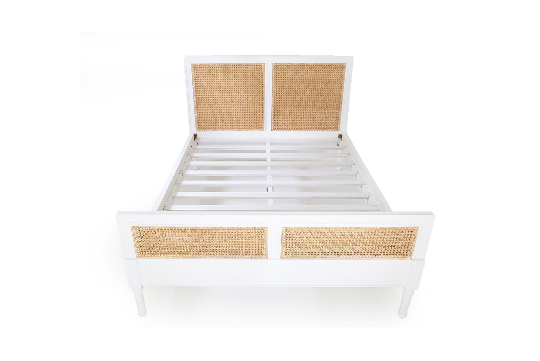 Hamilton Cane Bed Queen Size White, 165cm Wide x 217cm Long x 122cm High - Image 4