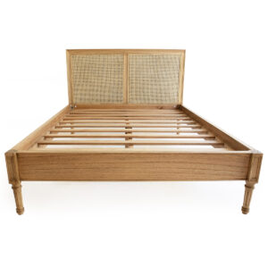 Hamilton Cane Bed King Single Size Low End Weathered Oak, 118cm Wide x 217cm Long x 122cm High