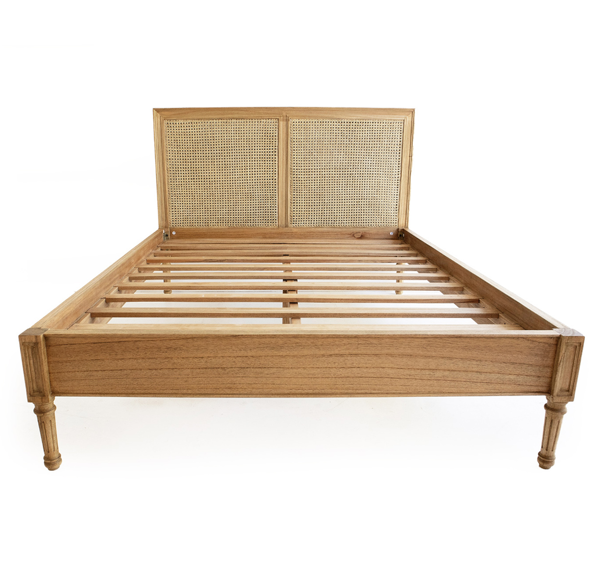 Hamilton Cane Bed King Single Size Low End Weathered Oak, 118cm Wide x 217cm Long x 122cm High