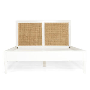 Hamilton Cane Bed King Size Low End White, 195cm Wide x 217cm Long x 122cm High