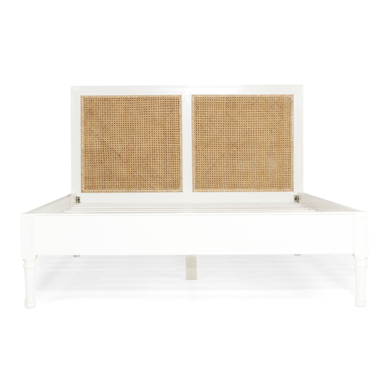 Hamilton Cane Bed King Size Low End White, 195cm Wide x 217cm Long x 122cm High