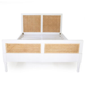 Hamilton Cane Bed King Single White, 118cm Wide x 217cm Long x 122cm High
