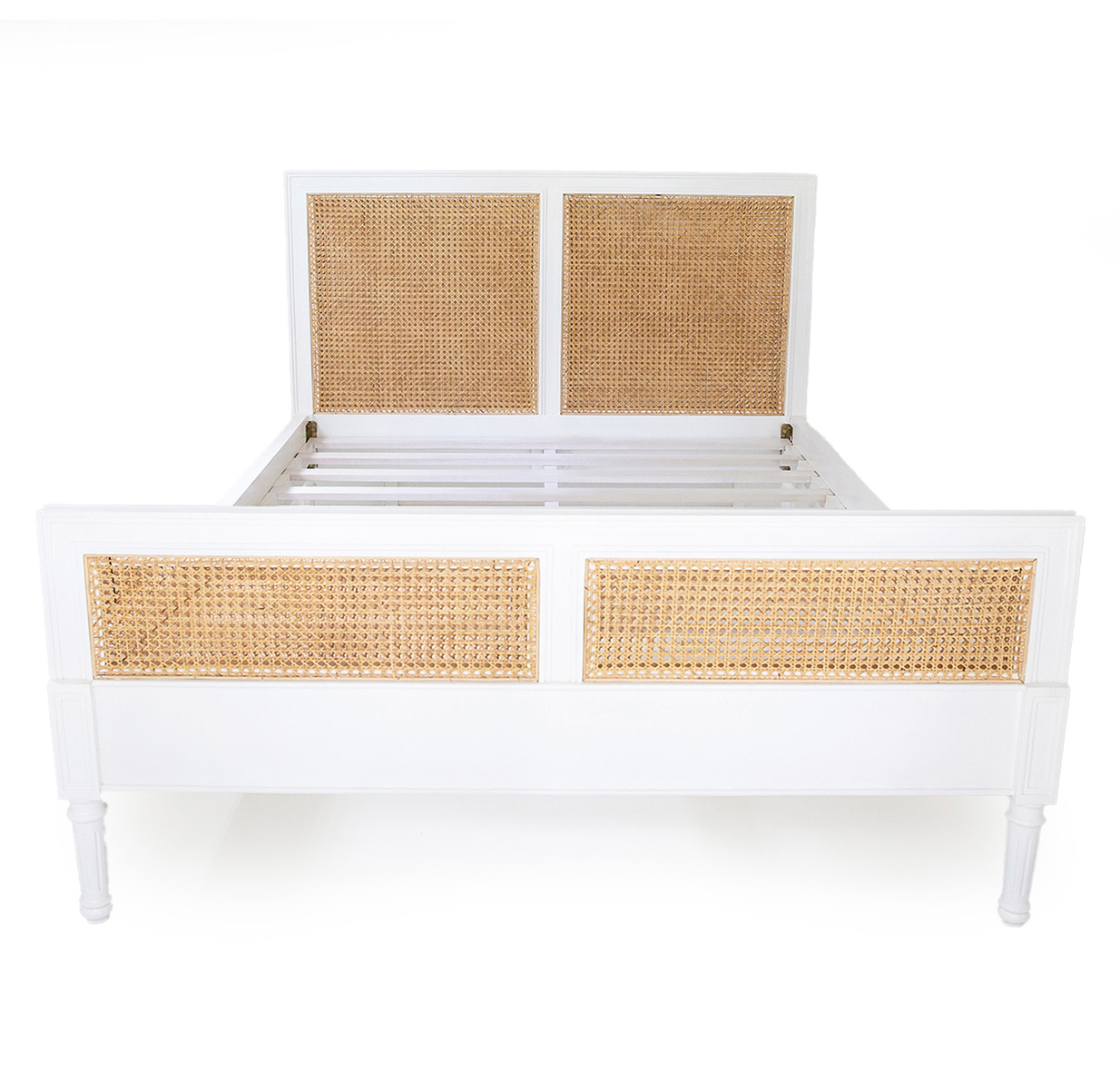 Hamilton Cane Bed King Single White, 118cm Wide x 217cm Long x 122cm High