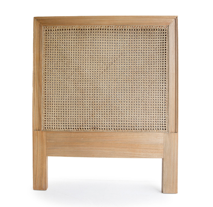 Hamilton Cane Bedhead King Single Size Weathered Oak, Width 108cm × Height 130cm x Depth 4cm