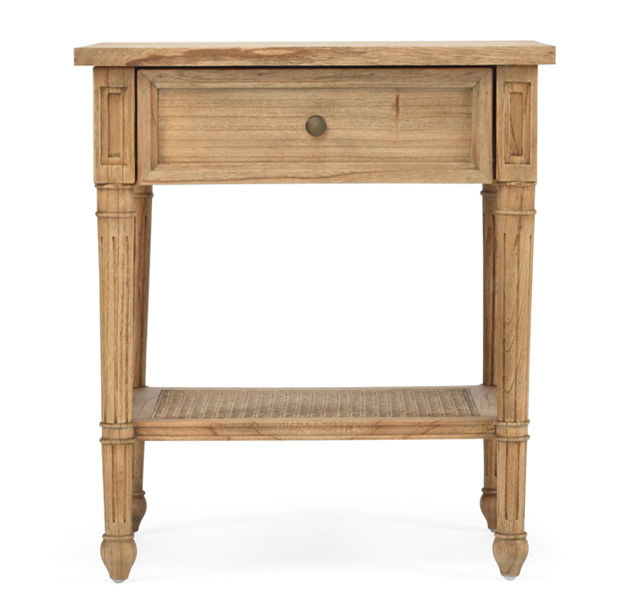 Hamilton Cane Bedside Table Weathered Oak, Width 57cm x Depth 45cm x Height 66cm