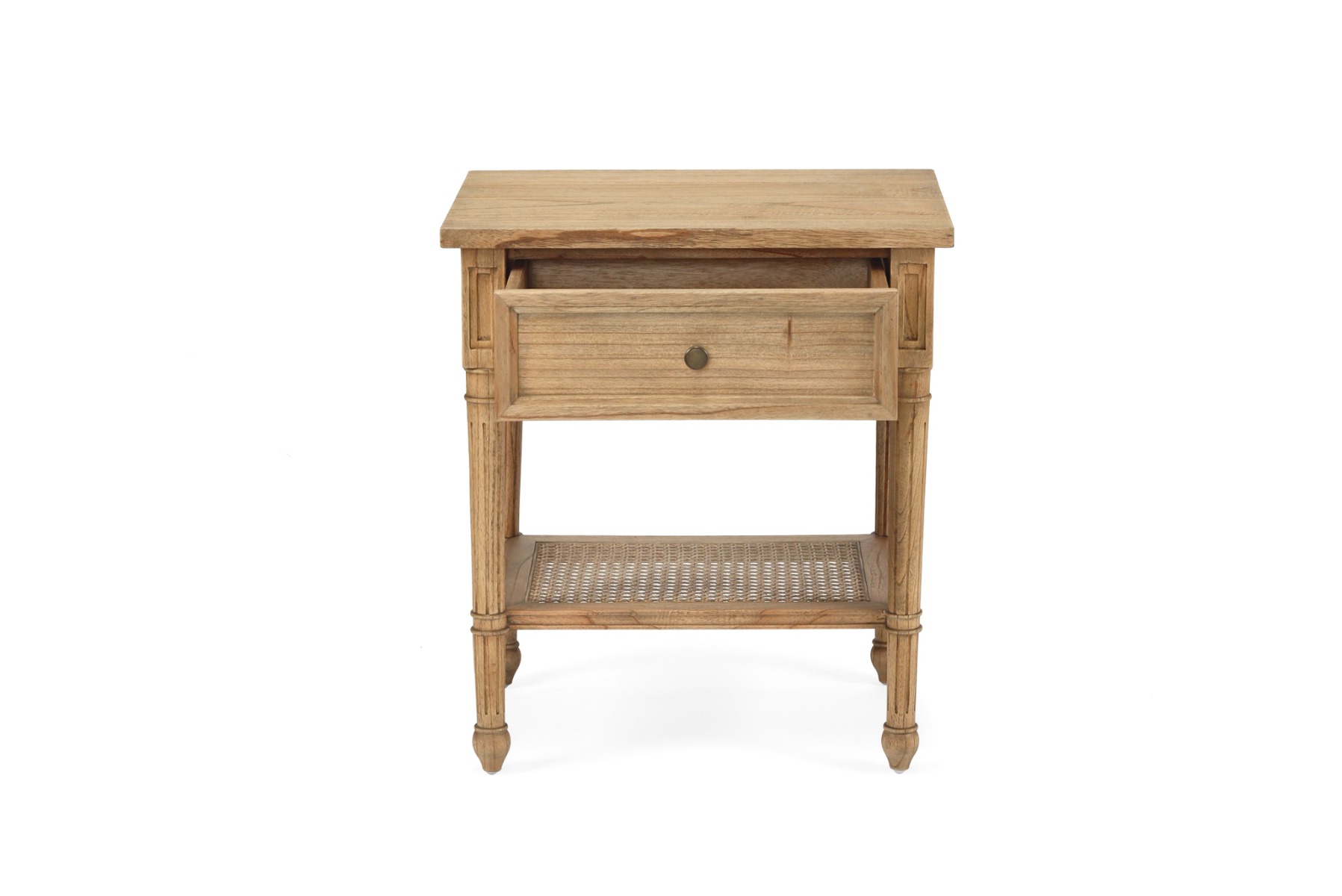 Hamilton Cane Bedside Table Weathered Oak, Width 57cm x Depth 45cm x Height 66cm - Image 9