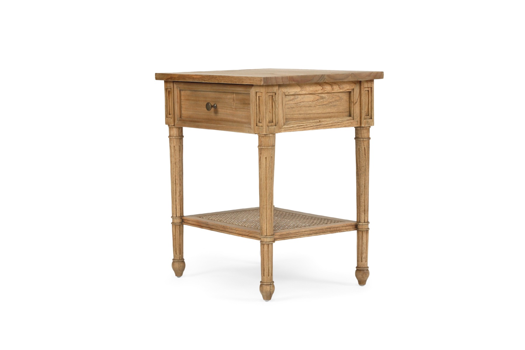 Hamilton Cane Bedside Table Weathered Oak, Width 57cm x Depth 45cm x Height 66cm - Image 10