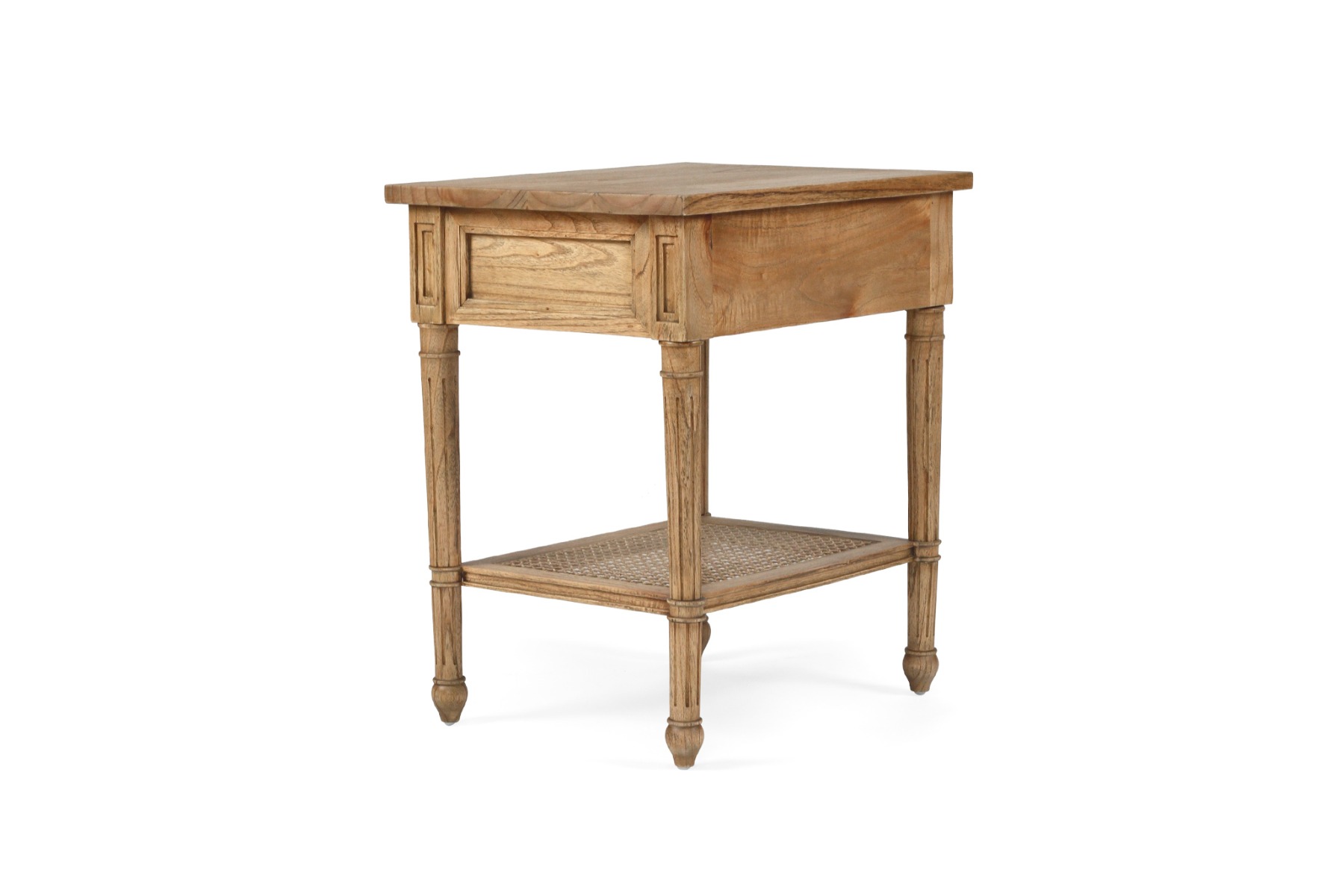 Hamilton Cane Bedside Table Weathered Oak, Width 57cm x Depth 45cm x Height 66cm - Image 12