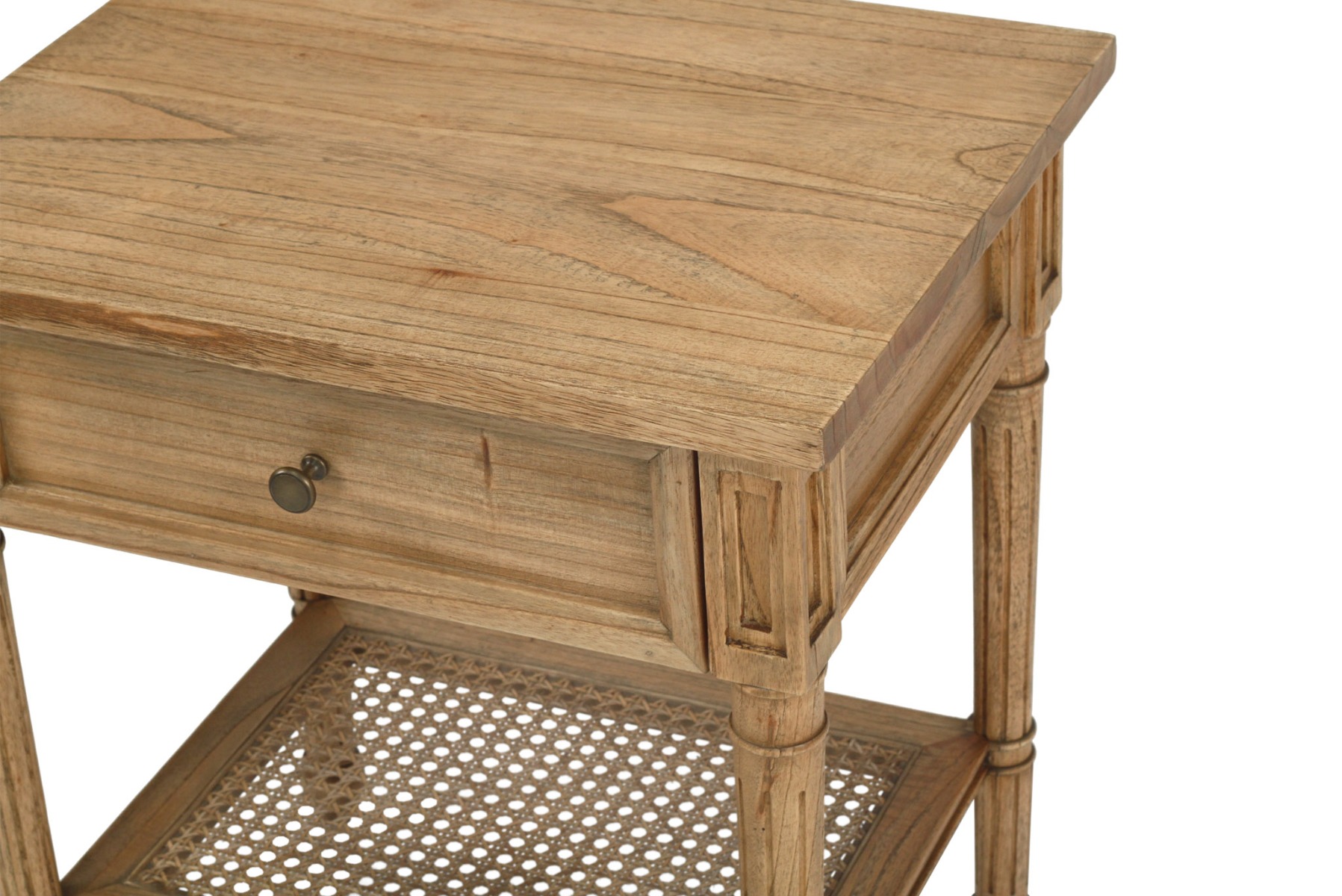 Hamilton Cane Bedside Table Weathered Oak, Width 57cm x Depth 45cm x Height 66cm - Image 13