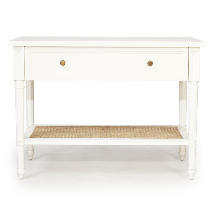 Hamilton Cane Nightstand / Bedside White, W 91cm x D 51cm x H 66cm