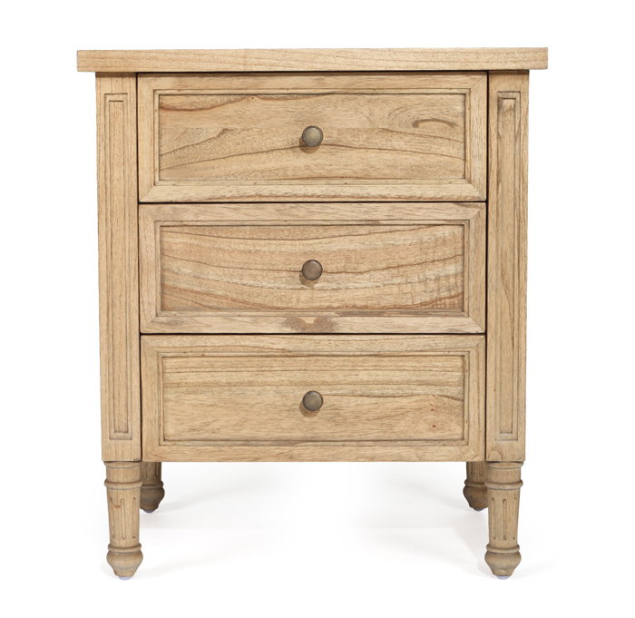Hamilton Bedside Table 3 Drawer Weathered Oak, Width 57cm × Depth 45cm × Height 67cm