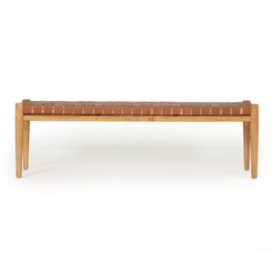 wp-image-tigress-58595.jpg Pasadena Leather Strap Bench Tan, Length 150cm x Width 40cm x Height 47cm