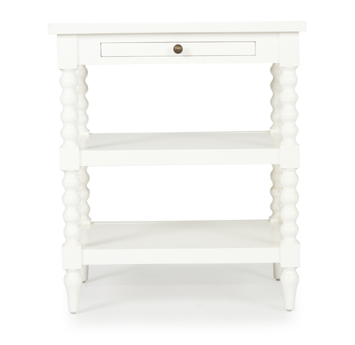 Stradbroke Bobbin Bedside Table White, W 66cm x D 46cm x H 76cm