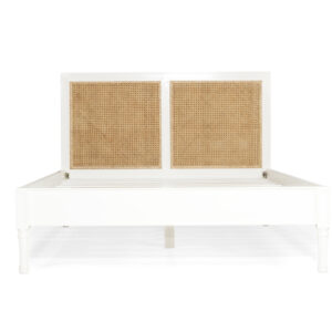 Hamilton Cane Bed Super King Size Low End White, 215cm Wide x 217cm Long x 122cm High