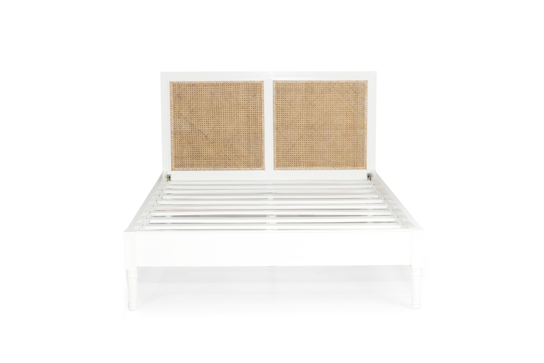 Hamilton Cane Bed Super King Size Low End White, 215cm Wide x 217cm Long x 122cm High - Image 6