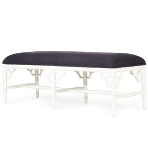 wp-image-tigress-58771.jpg White Chippendale Bench Seat Bed End Navy Cushion, Width135cm x Depth 45cm x Height 49cm