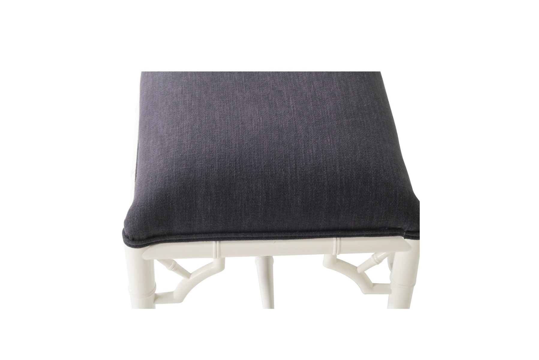 White Chippendale Bench Seat Bed End Navy Cushion, Width135cm x Depth 45cm x Height 49cm - Image 3