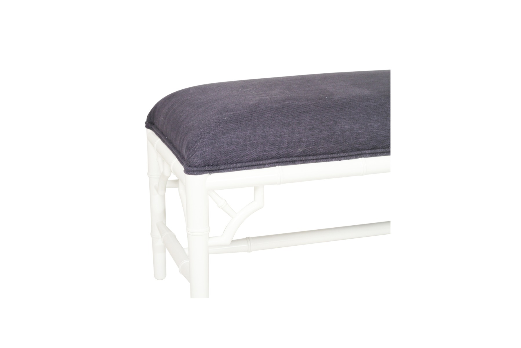 White Chippendale Bench Seat Bed End Navy Cushion, Width135cm x Depth 45cm x Height 49cm - Image 4